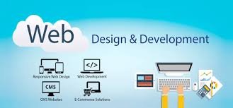 An illustration depicting the process of website design and development, with various stages such as planning, designing, development, testing, and launching.